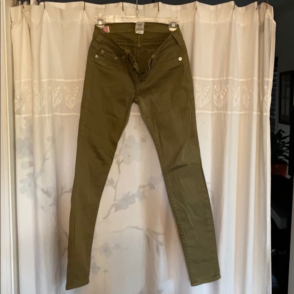 True religion khaki green jeans 27